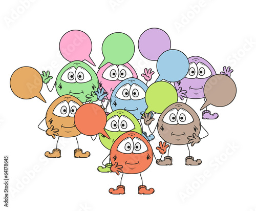 color cute creatures with speak bubble