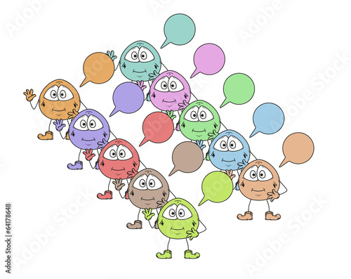 color cute creatures with speak bubble