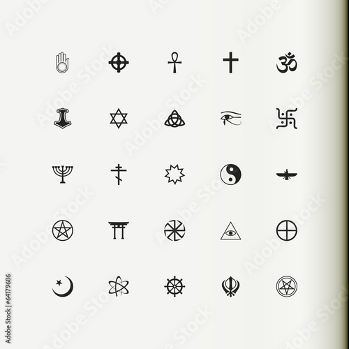 Set of vector icons. Religion, spirituality, occultism.