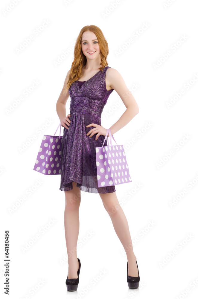 Woman after shopping isolated on the white Woman after shopping isolated on the white