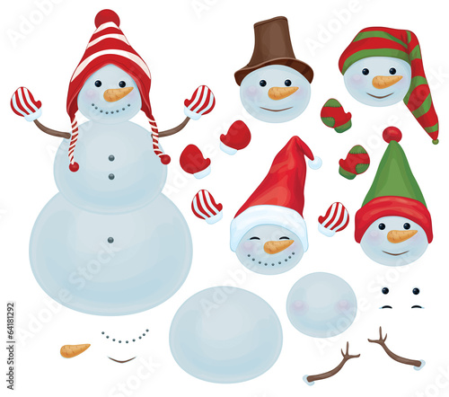 Vector snowman template, make own snowman,  snowman can change f