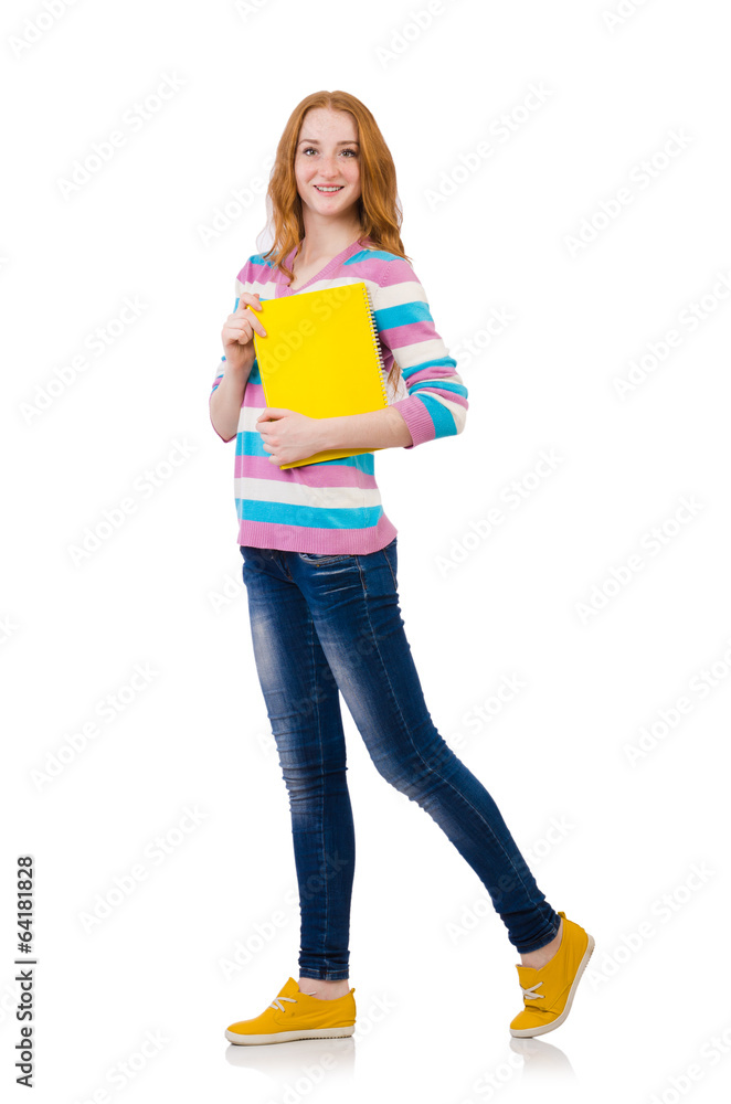Young student with books isolated on white Young student with books isolated on white