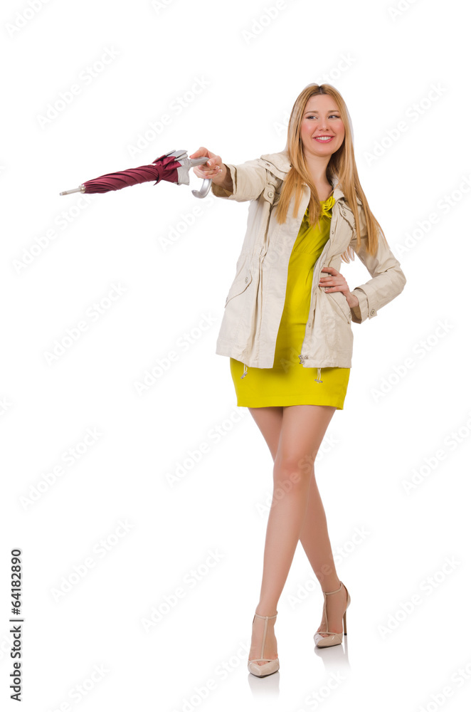 Woman with umbrella isolated on the white Woman with umbrella isolated on the white