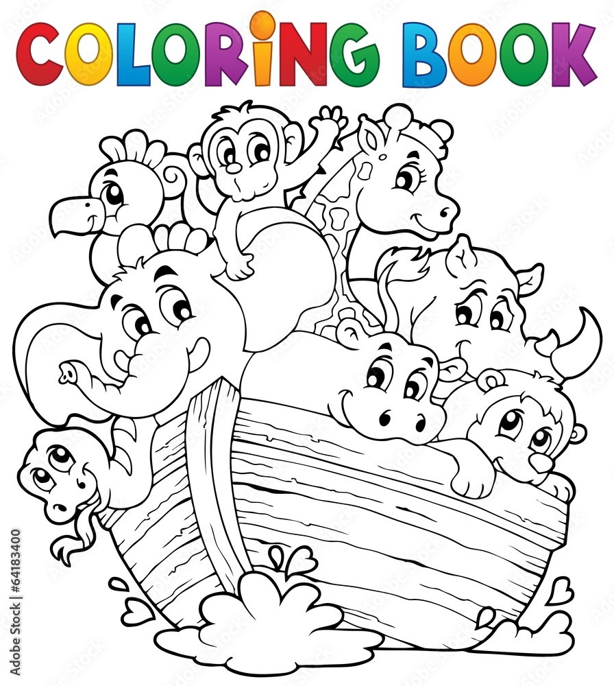 Fototapeta premium Coloring book Noahs ark theme 1