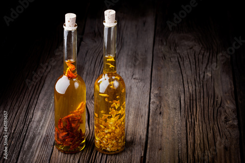 Natural diy infused olive oil with chili and lemon