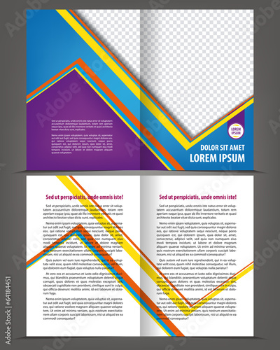 Vector empty bi-fold brochure print template design