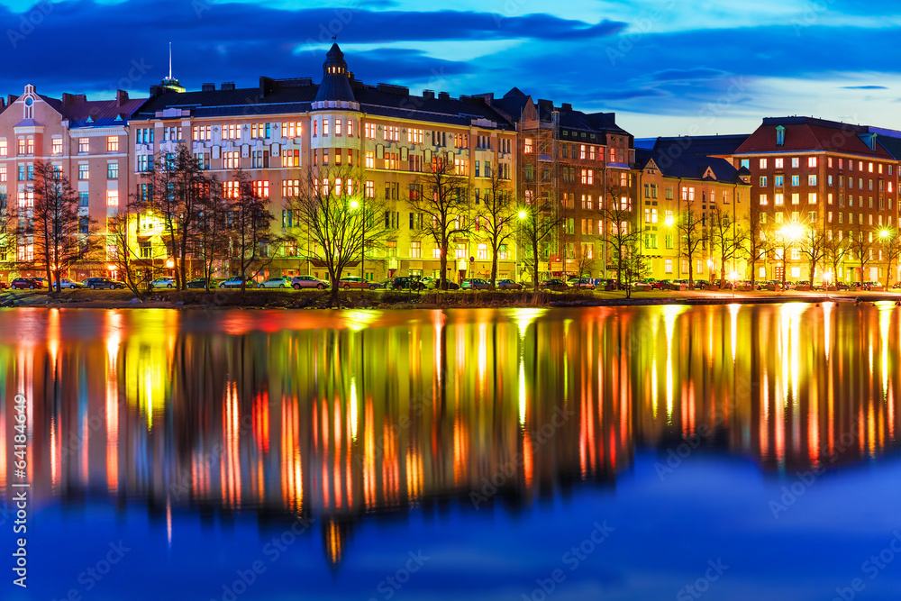 Evening scenery of Helsinki, Finland