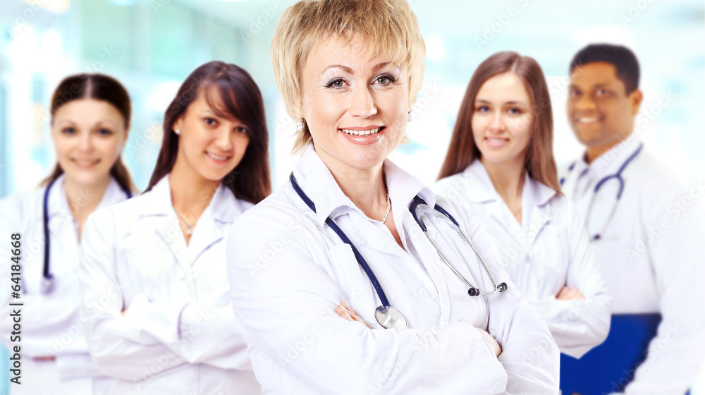 Portrait of group of smiling hospital colleagues Portrait of group of smiling hospital colleagues