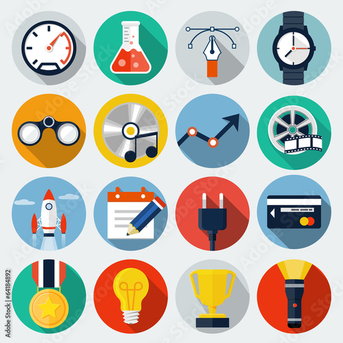 Flat Icons with long shadow,set 5