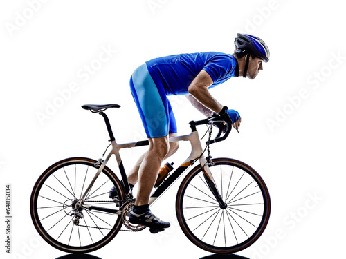 Fototapeta Naklejka Na Ścianę i Meble -  cyclist cycling road bicycle silhouette