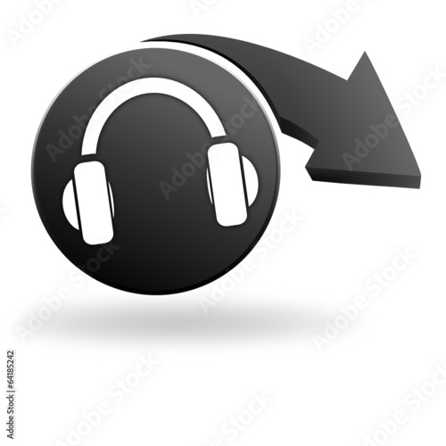 casque audio sur symbole noir