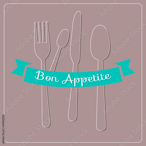 silhouette of fork, teaspoon, knife and tablespoon isolated