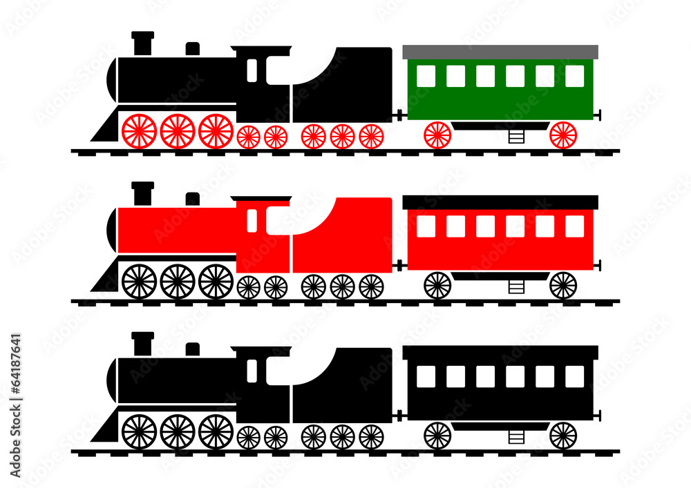 Naklejka premium Train icons on white background