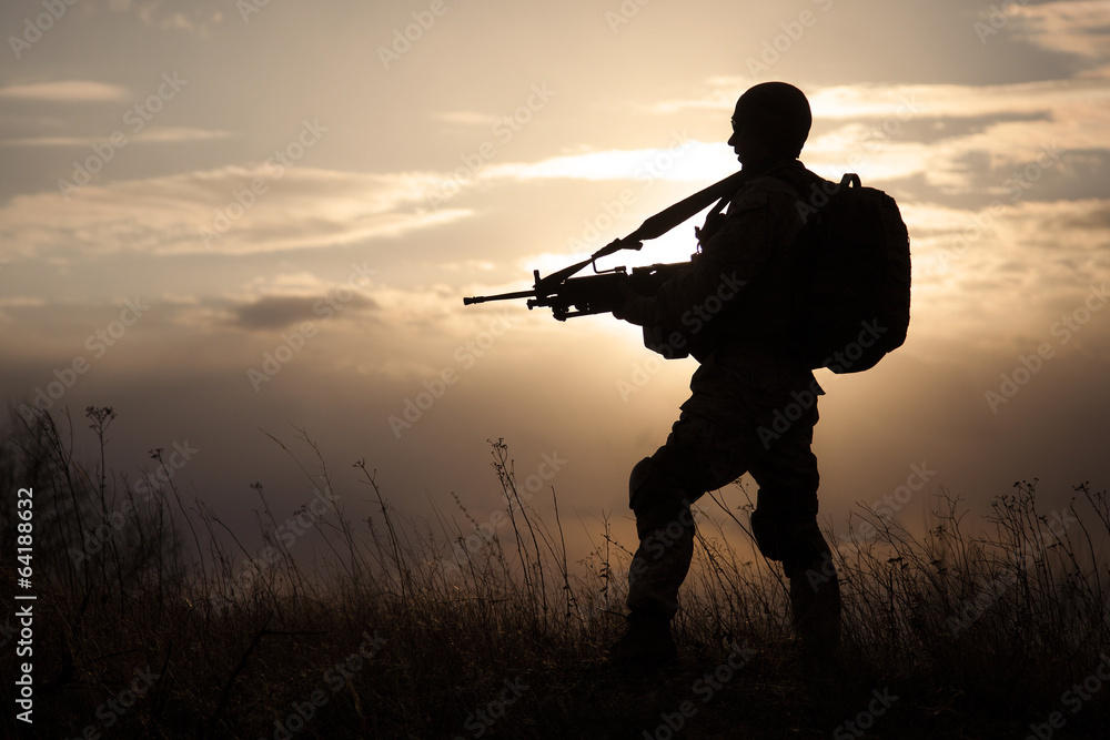 Silhouette of US marine Silhouette of US marine