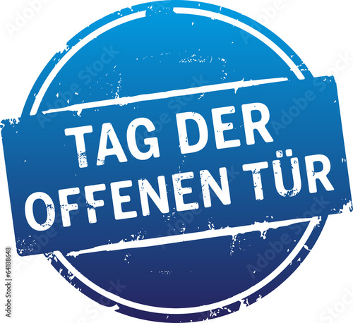 blauer button Tag der offenen Tür
