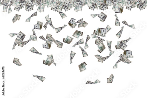 Dollar Banknotes Flying and Raining