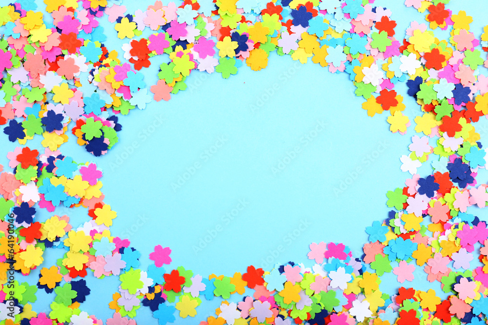 Confetti on blue background Confetti on blue background