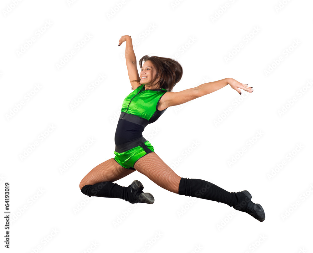 athletic young woman jumping