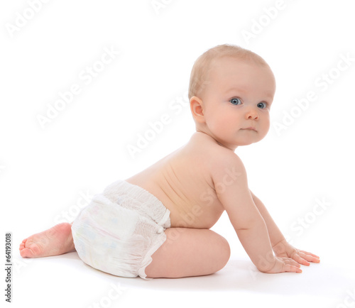 Obraz na płótnie Infant child baby toddler sitting crawling backwards w salonie