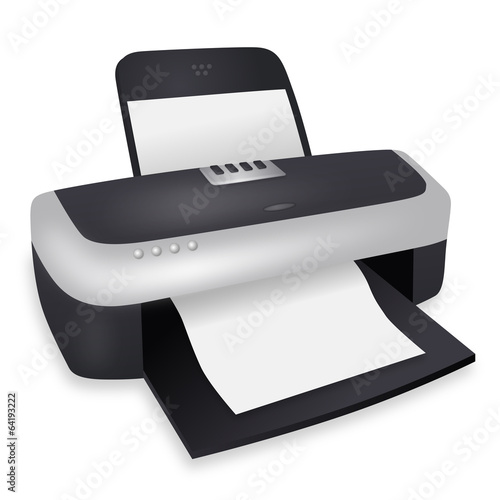 Laserdrucker mit unbedrucktem Papier – Vektor/freigestellt