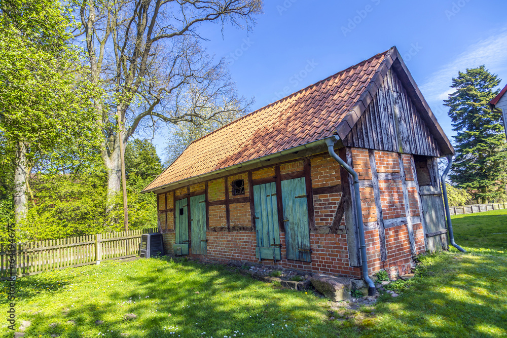 half timbered house under clear blue sky half timbered house under clear blue sky
