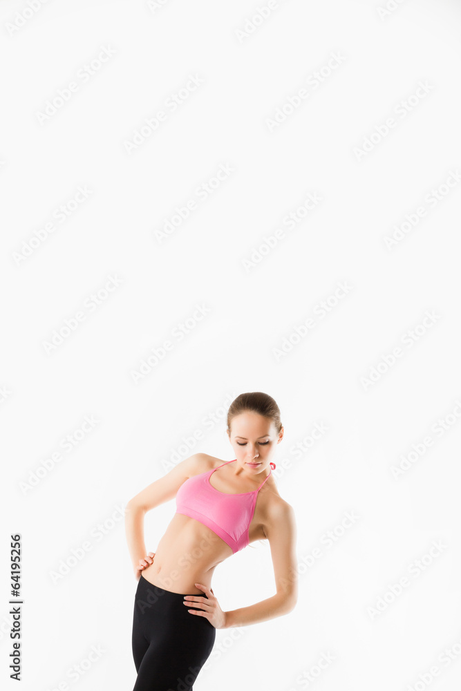 young beautiful sports girl (isolated on white) young beautiful sports girl (isolated on white)