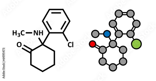 Ketamine anesthetic drug molecule.
