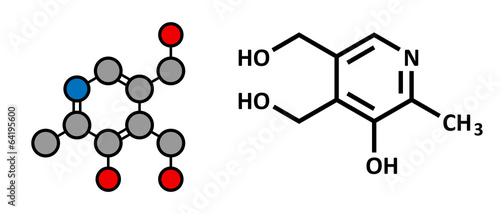 Vitamin B6 (pyridoxine) molecule.