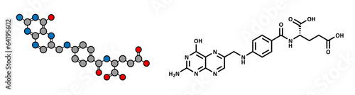 Vitamin B9 (folic acid) molecule.