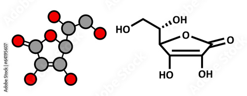 Vitamin C (ascorbic acid, ascorbate) molecule.