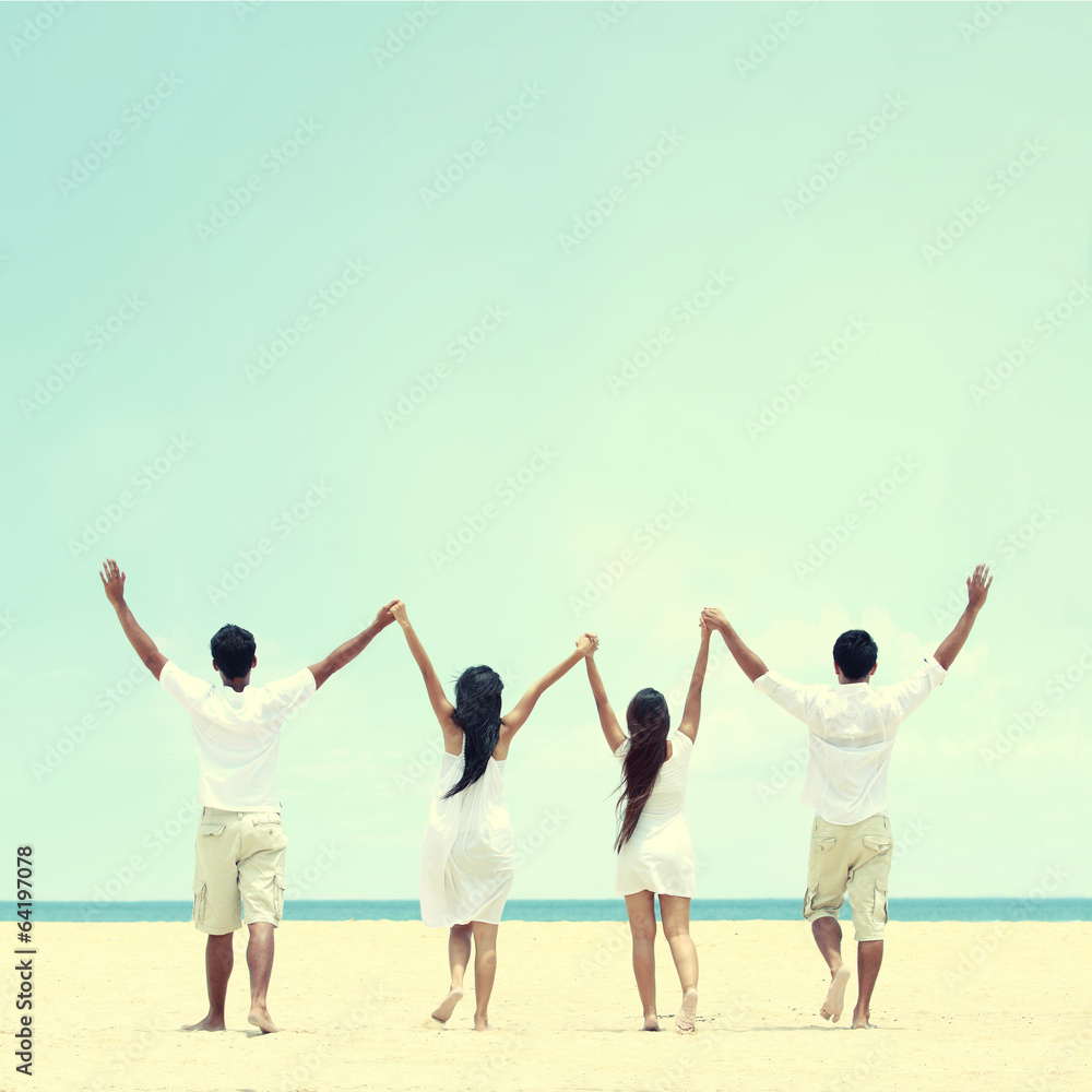 best friend in white together holding and raise each other hand best friend in white together holding and raise each other hand