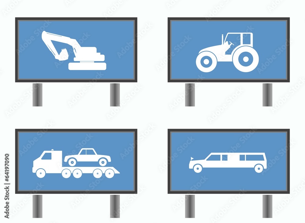 Transports dans 4 panneaux d'affichage Transports dans 4 panneaux d'affichage
