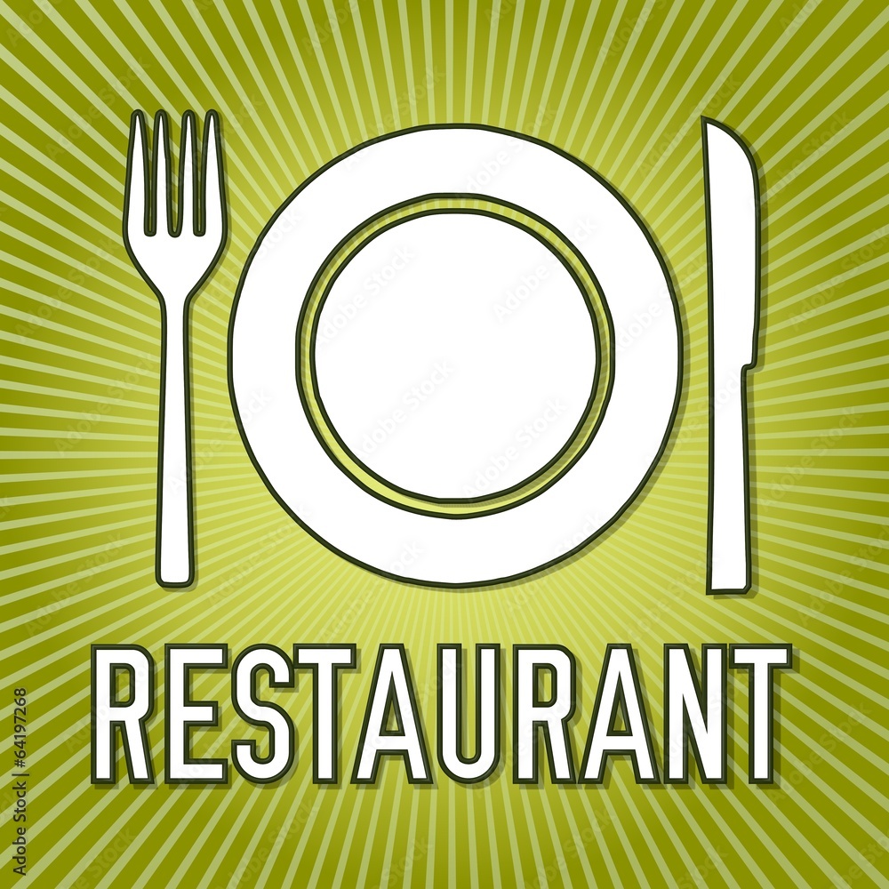 restaurant symbol on fresh green background restaurant symbol on fresh green background