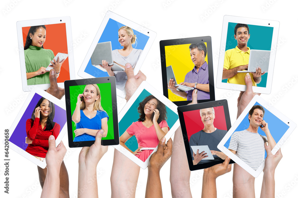 Obraz premium Global Communication with Communication Devices