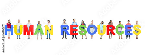 People Holding Word HUMAN RESOURCES