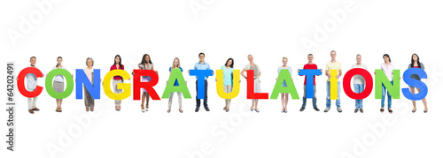 People Holding Word CONGRATULATIONS