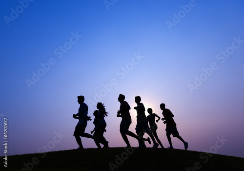 Running at Blue Sunset
