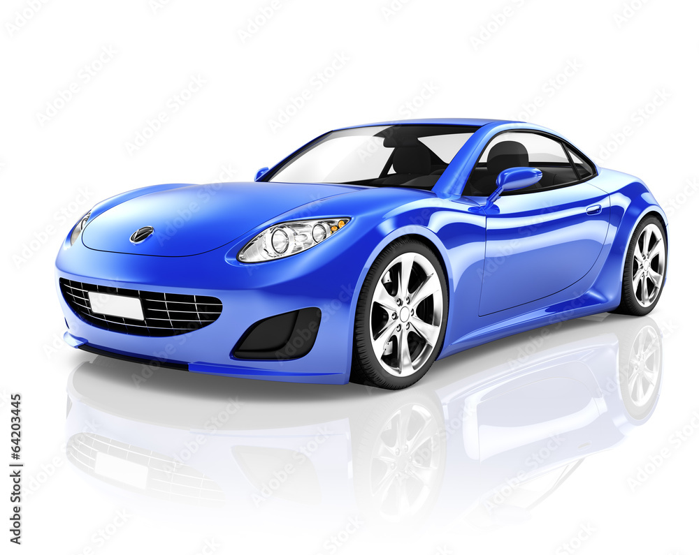 3D Luxury Blue Sports Car