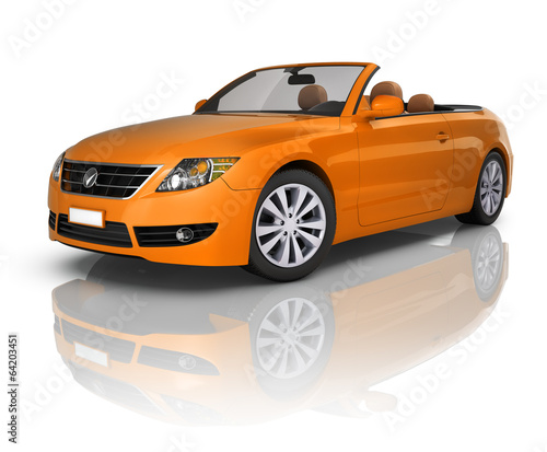 3D Orange Elegant Convertible Car