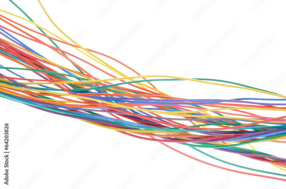 Bunch of colorful cables isolated on white background Bunch of colorful cables isolated on white background