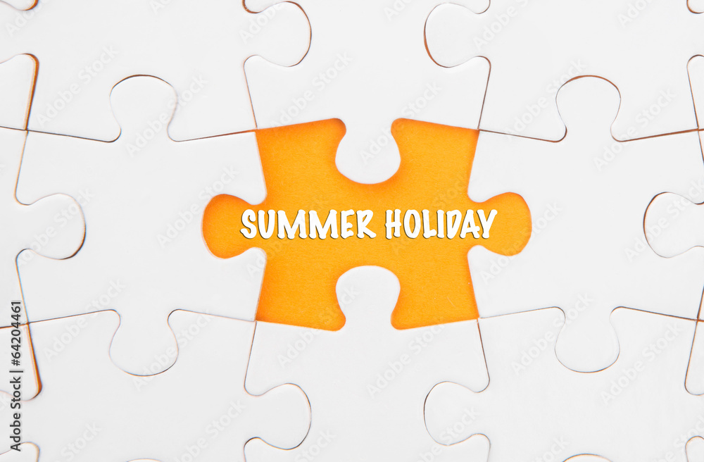 Fototapeta premium Missing piece of puzzle revealing the SUMMER HOLIDAY words