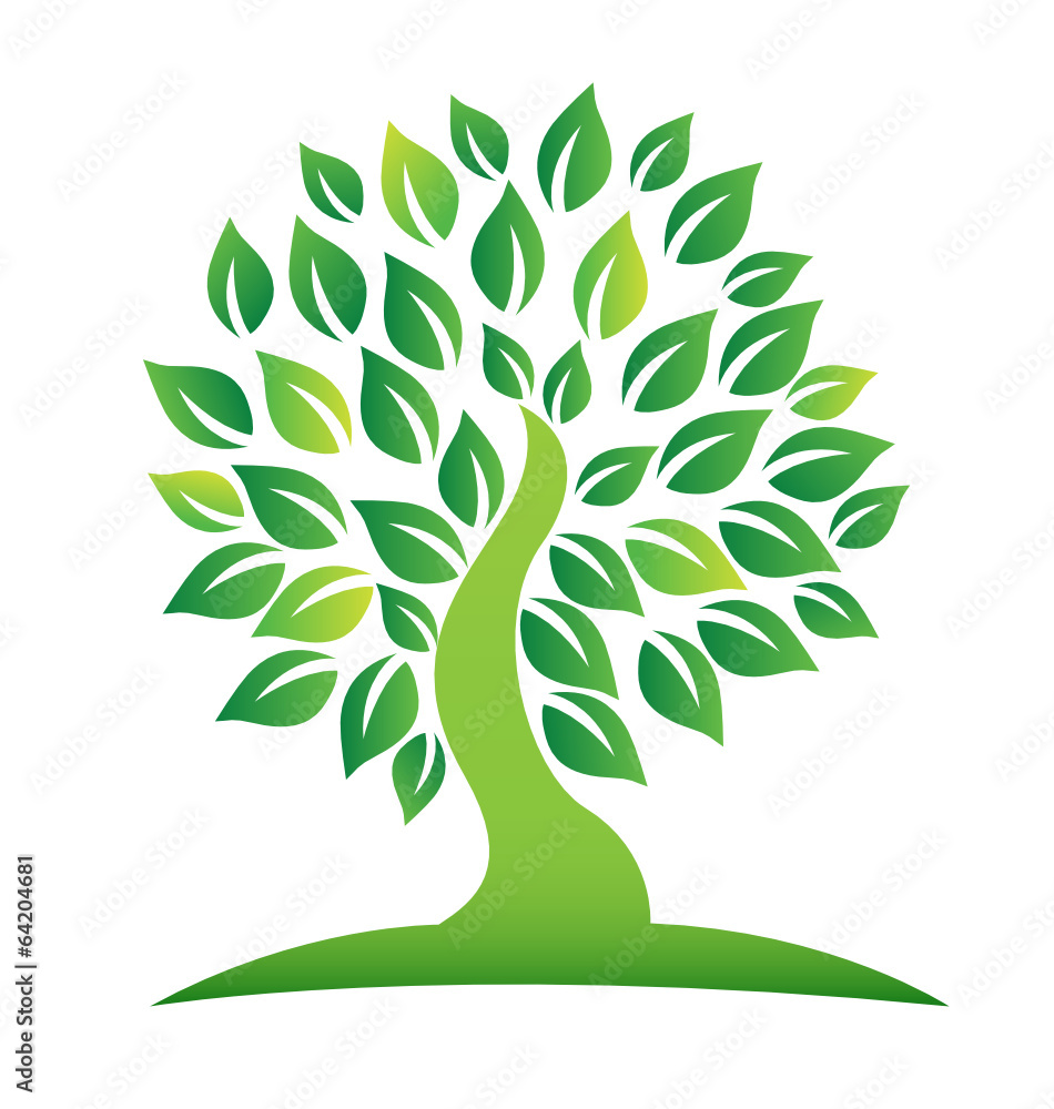Green tree with leafs logo vector Stock Vector | Adobe Stock