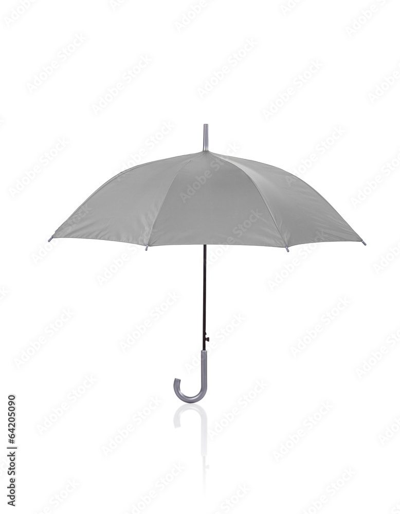 open gray umbrella isolated on white background