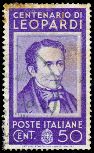 Stamp shows Count Giacomo Leopardi