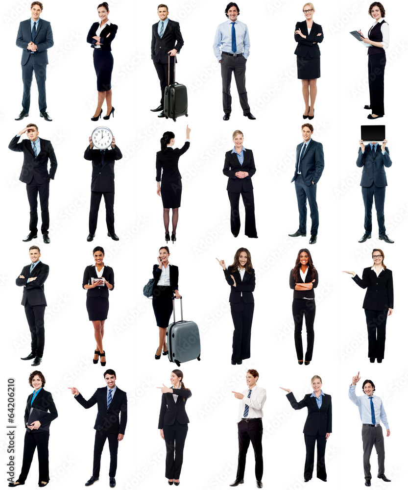 Group of business people, collage concept.