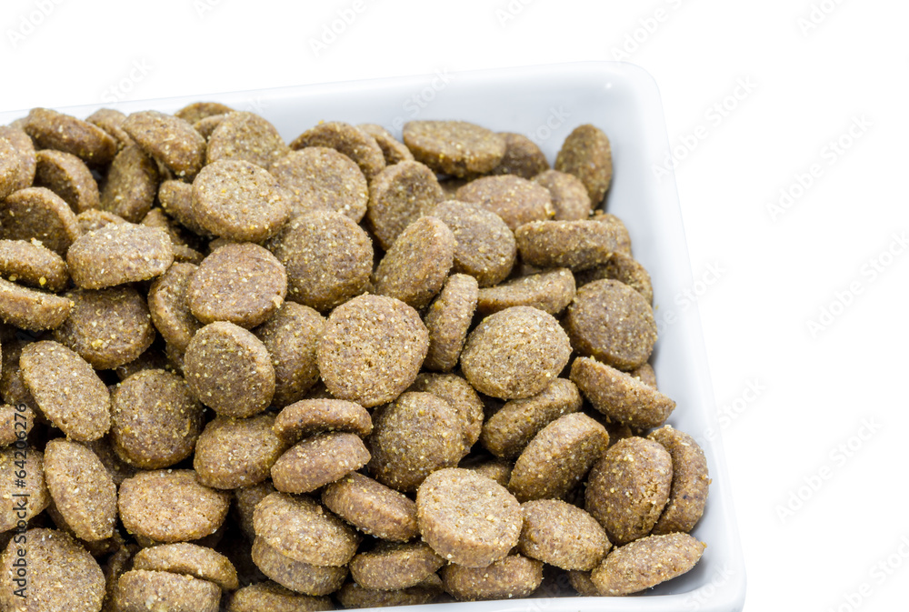 Dog food in a bowl on white background Dog food in a bowl on white background
