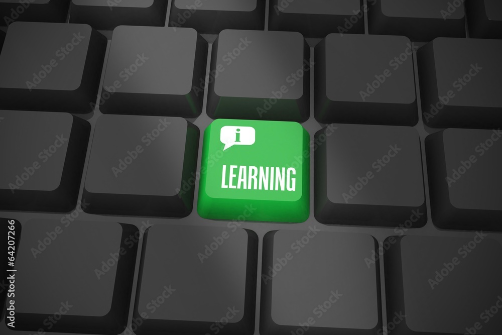Learning on black keyboard with green key Learning on black keyboard with green key
