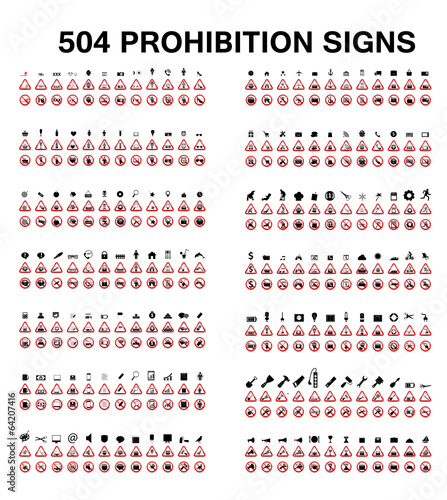 Set of Prohibition Signs. Vector Illustration