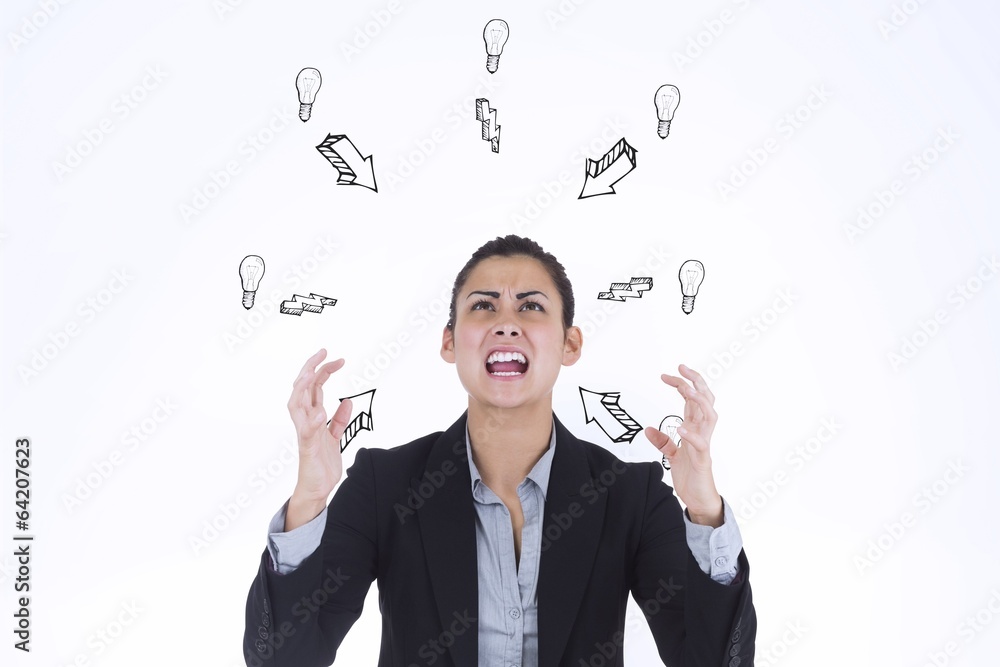 Composite image of angry businesswoman gesturing Composite image of angry businesswoman gesturing