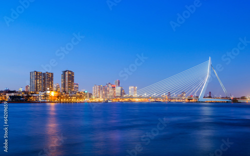 Erasmus Bridge at Twilight, Rotterdam, The Netherlands © mihaiulia